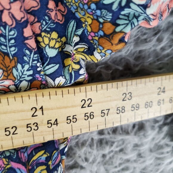 Talbots Top Women’s Size 2X Blue Floral Plus Cotton Button Front Long Sleeve - Picture 6 of 8